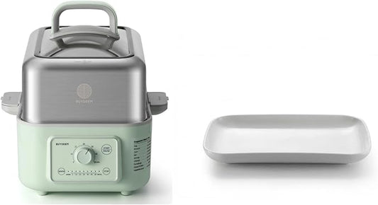 BUYDEEM G52 5.3 Quart Electric Food Steamer Bundle with CT1004 Ceramic Plate, White
