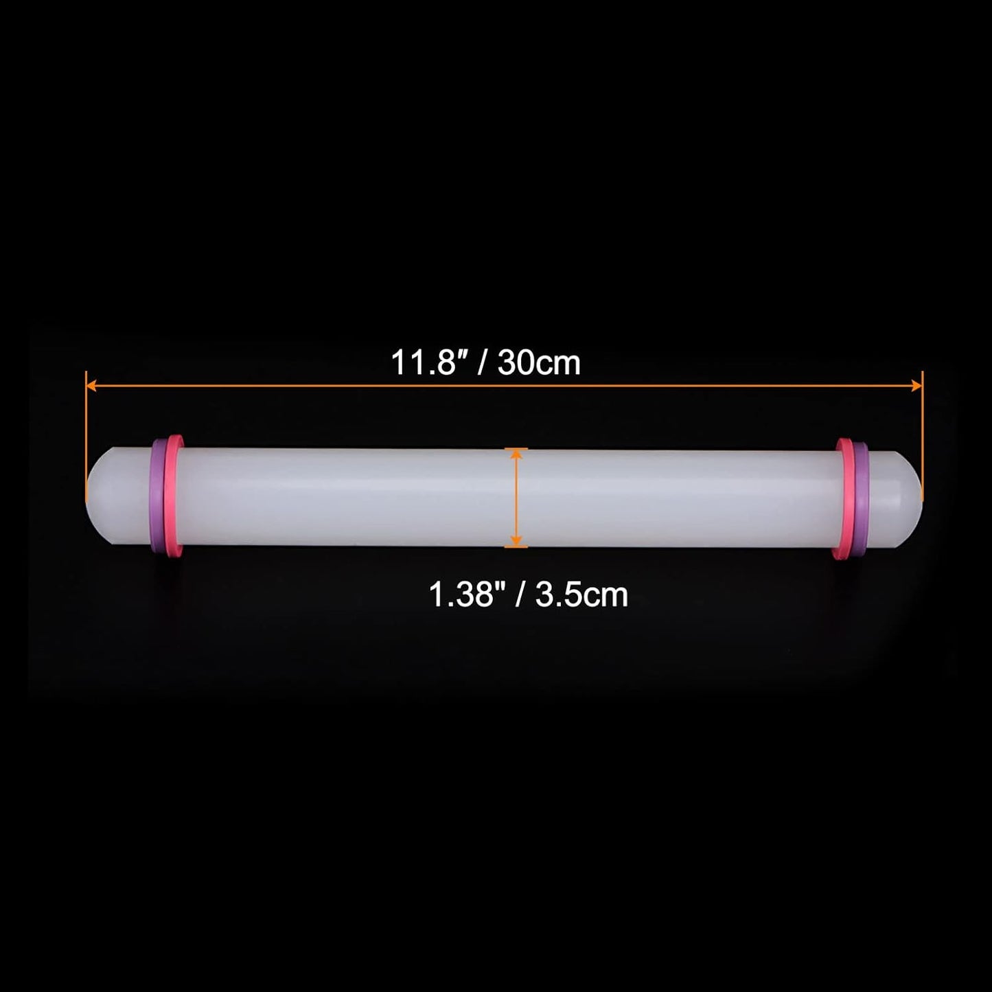 HARFINGTON 2pcs Fondant Rolling Pin 12 Inch x 1.38 Inch Adjustable Guide Rings Non-Stick PP Plastic Fondant Roller Dough Roller Kitchen Decorating Tools for Cookie Pastry Pizza Clay