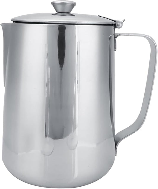 Stainless Steel Milk Frothing Pitcher with Lid for Latte Coffee Art, Small 3oz Creamer Jug, Metal Barista Set, Mini Cup for Health Gear Coffee (1500ML)