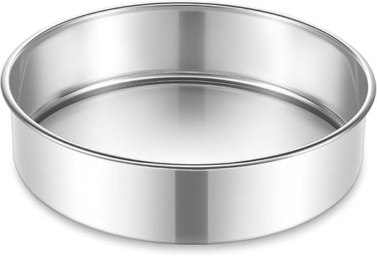 P&P CHEF 7 Inch Cake Pan, 1 Piece Round Layer Cake Baking Pan, Stainless Steel Smash Cake Tin Bakeware for Cooking Steaming, Nontoxic & Sturdy, Oven & Dishwasher Safe