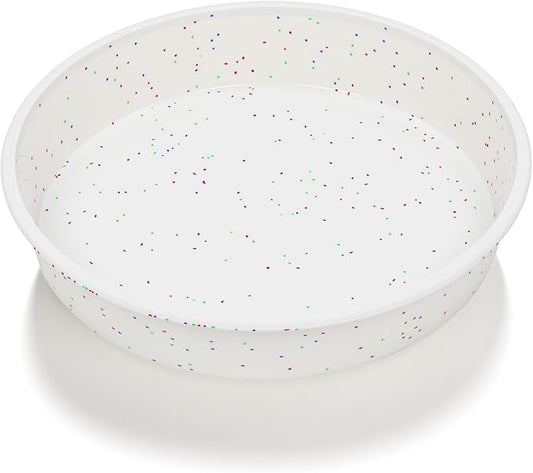 SJ 10 Inch Silicone Round Cake Pan with Metal Reinforced Frame 1Pack, Nonstick Silicone Cake Mold for Baking Suitable for Making Layers, Cheese & Chocolate Cakes