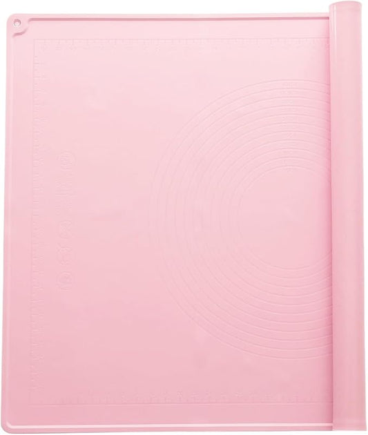 uxcell Silicone Pastry Mat, 31.5" x 23.6" Silicone Baking Mat with Measurements, Non-Stick Dough Rolling Mat for Making Pastry Cookies Bread Pizza Pink