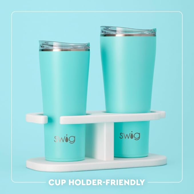 Swig Life 22oz Insulated Tumbler, Travel Coffee Tumbler with Lid, Cup Holder Friendly Travel Coffee Mug, Stainless Steel (Garden Party)