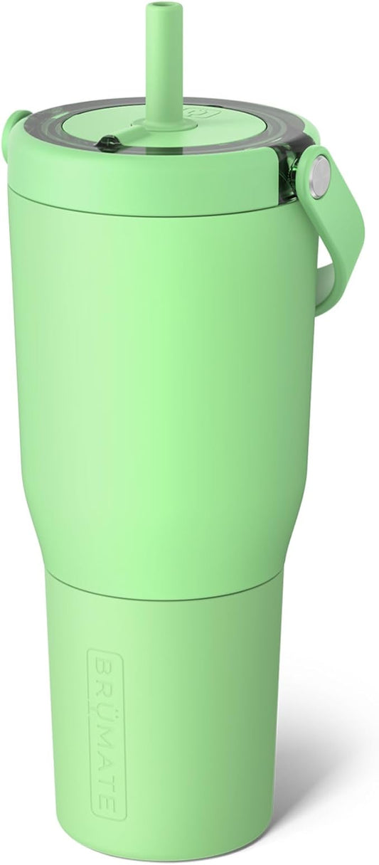 BrüMate Resa 35oz 100% Leakproof Travel Tumbler with Handle & Straw | Flexible SoftSip Straw | Silicone Sleeve for Durability | Stainless Steel | Cup Holder & Travel Friendly Water Bottle | (Kiwi)