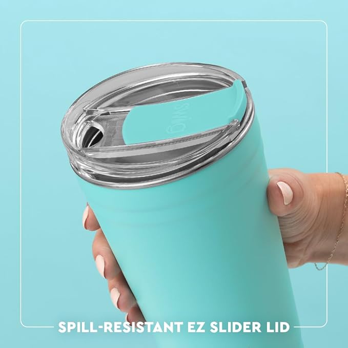 Swig Life 24oz Party Cup, Stackable Insulated Travel Coffee Tumbler with EZ Slider Lid, Cup Holder Friendly Travel, Stainless Steel 24 oz Tumbler, Reusable Mug (Saltwater Camo)