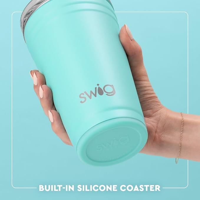 Swig Life 24oz Party Cup, Stackable Insulated Travel Coffee Tumbler with EZ Slider Lid, Cup Holder Friendly Travel, Stainless Steel 24 oz Tumbler, Reusable Mug (Mystique)