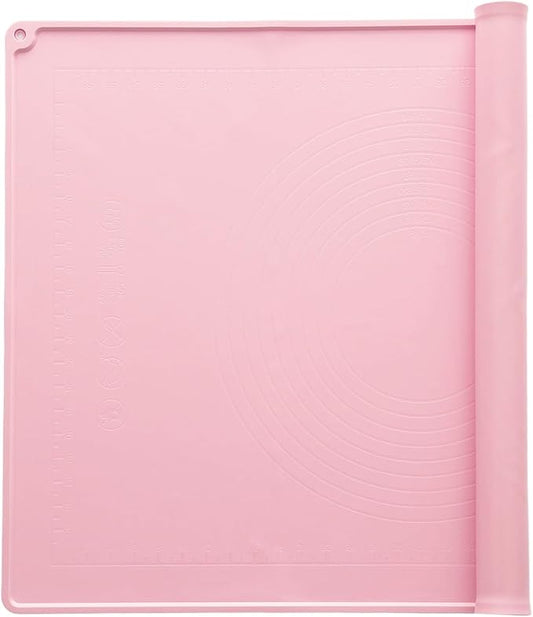 uxcell Silicone Pastry Mat, 27.5" x 19.7" Silicone Baking Mat with Measurements, Non-Stick Dough Rolling Mat for Making Pastry Cookies Bread Pizza Pink