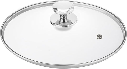 Glass Lid for 10.25 Inch Stainless Steel Cast Iron Skillets Frying Pans, 26cm Tempered Lids for Dutch Ovens, 10.25 In Pan Cover with Stainless Steel Rim for Stock Pots, Dishwasher Safe