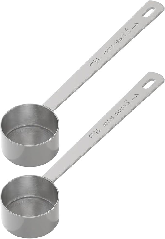 LEIFENY 2PCS 1 Tablespoon Coffee Scoop, Long Handle Measuring Spoon, One tbsp (15ml) Stainless Steel Scooper