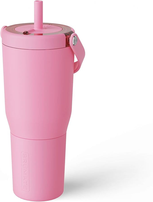 BrüMate Resa 35oz 100% Leakproof Travel Tumbler with Handle & Straw | Flexible SoftSip Straw | Silicone Sleeve for Durability | Stainless Steel | Cup Holder & Travel Friendly Water Bottle | (Primrose)