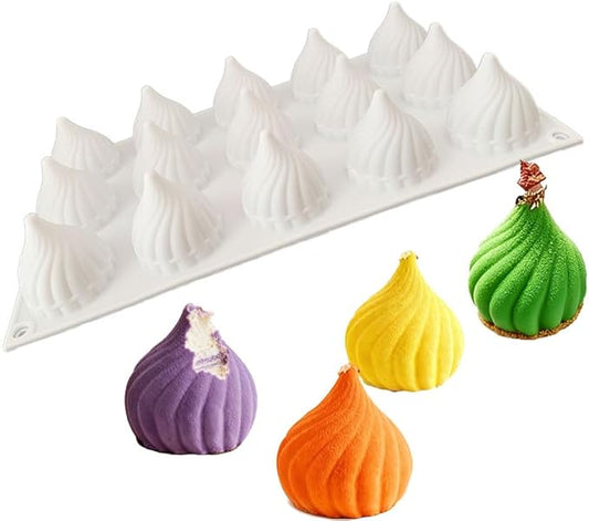 15 Hole Onion Shape Silicone Mold for Baking Mousse Cake Ice Cream Dessert Pudding Brownie Pastry Fondant Jelly Cake Decoration Mold
