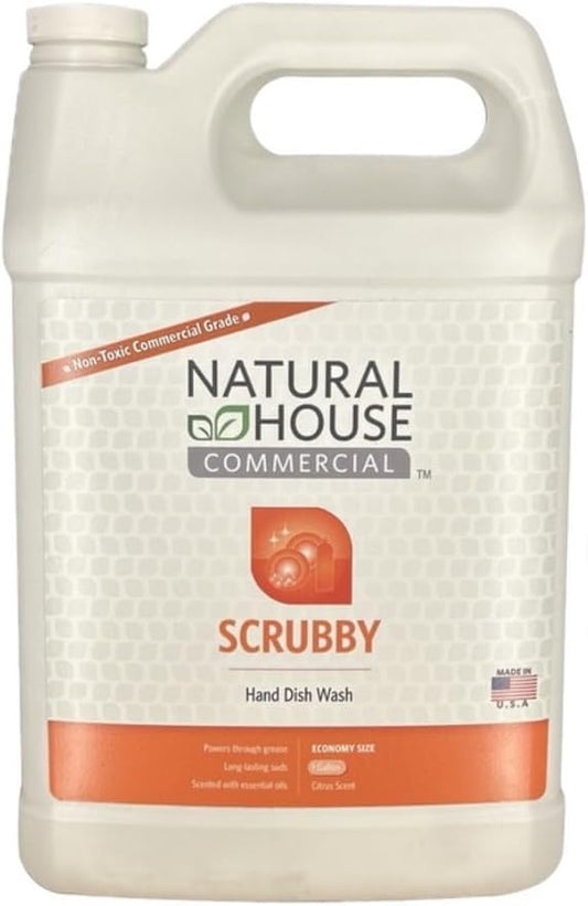 Enzyme Hand Dish Soap Refill Bulk - Natural House Scrubby - Probiotic Formula Cuts Grease, Gentle on Hands - Plant-Based, Septic Safe - Citrus Scent - 128 oz