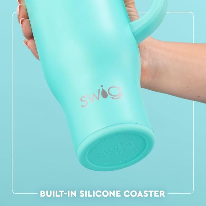Swig Life 30oz Mega Mug, 30oz Tumbler with Handle and Straw, Large Insulated Tumblers, Cup Holder Friendly Travel Mug, Stainless Steel 30 oz Tumbler, Reusable Insulated Water Bottle (Christmas Bows)