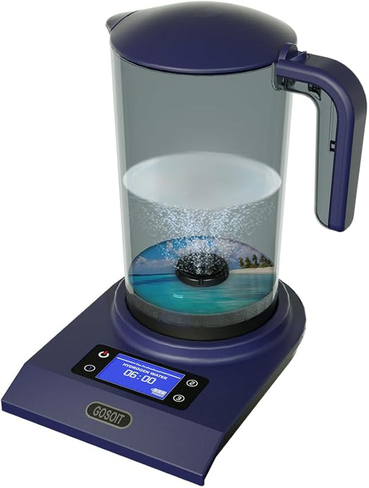 Hydrogen Alkaline Water Machine Generator Maker,Hydrogen Alkaline Water Pitcher Dispenser Ionized Water LED Display and Smart Touch Operation,Used for Home and Office 2000m(Blue Black)