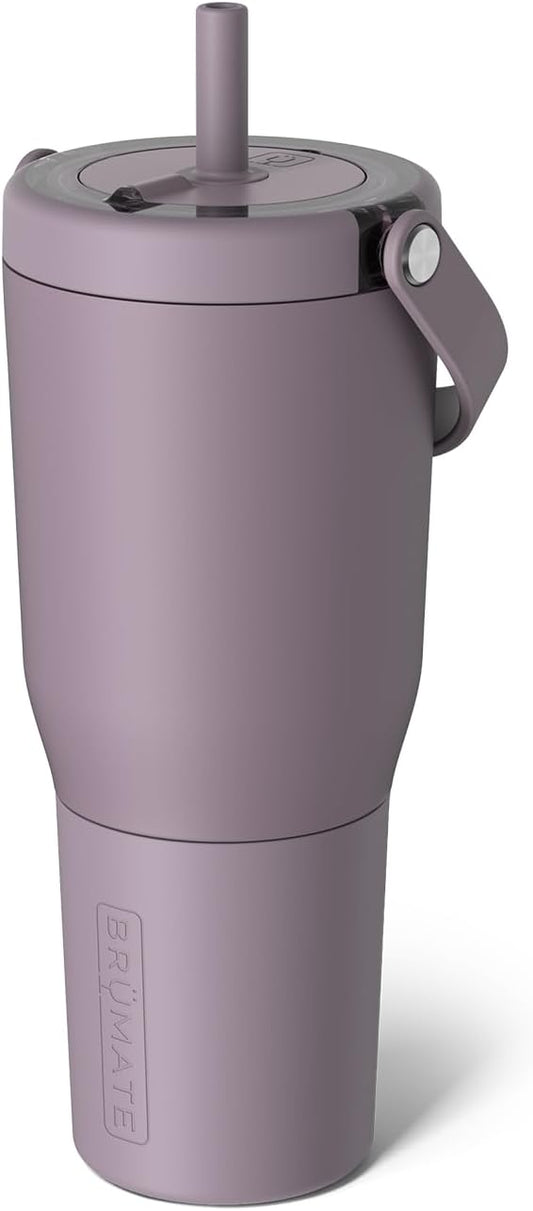 BrüMate Resa 35oz 100% Leakproof Travel Tumbler w/Handle & Straw | Flexible SoftSip Straw | Silicone Sleeve for Durability | Stainless Steel | Cup Holder & Travel Friendly Water Bottle (Lilac Dusk)