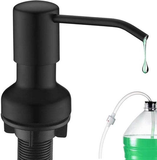 Built in Soap Dispenser for Kitchen Sink, Kitchen Soap Dispenser Stainless Steel Pump Set for Dish Soap or Lotion with 47" Extension Tube and 500ml Bottle (Black Matte)