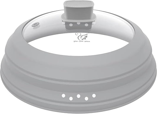 Microwave Splatter Cover Glass Cover Guard Lid with Collapsible Silicone for Food Pot Plate Cover 10.8 inch Light Grey