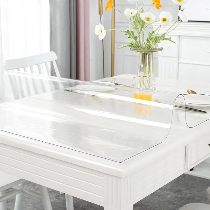 Warmstar Clear Table Cover Protector, 40 x 68 Inch, 1.5mm Thick Plastic, Rectangle, PVC, Desk Protector Mat for Kitchen, Dresser, Writing Desk, Dining Room Table
