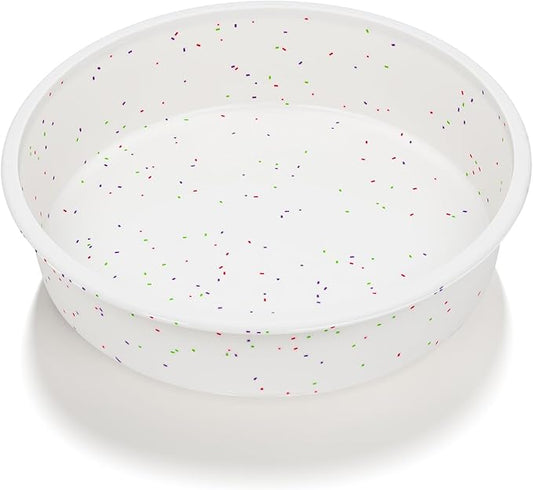 SJ 8 Inch Silicone Round Cake Pan with Metal Reinforced Frame 1Pack, Nonstick Silicone Cake Mold for Baking Suitable for Making Layers, Cheese & Chocolate Cakes