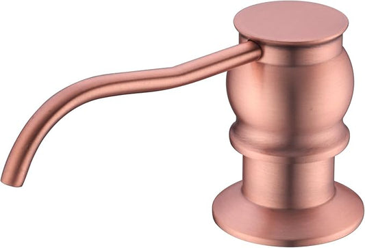 Brass Kitchen Soap Dispenser, Red Copper in Sink Liquid Dish Soap Dispenser with High Capacity 500ML （17oz） ABS Bottle, Under Sink Hand Metal Dispenser Pump