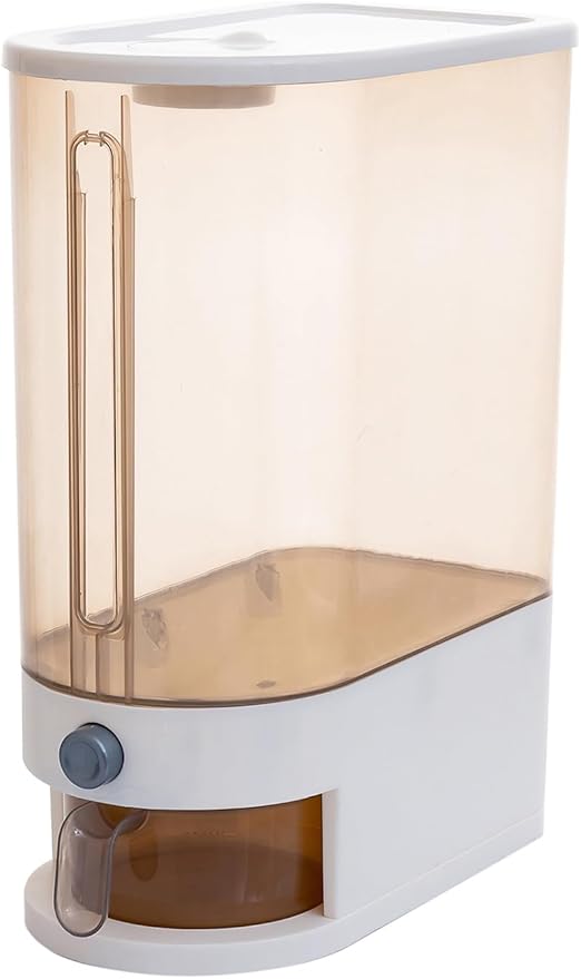 Gagee 22 Lbs Rice Dispenser, Large Grain Container Storage with Lid Measuring Cylinder Moisture Proof Household Cereal Dispenser Bucket for Kitchen Soybean Corn,Clear