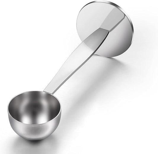 Two-in-One Stainless Steel Coffee Scoop Tamping Dual-Purpose Coffee Spoon Powder Hammer Tamper Multi Function Spoon Holder Coffee Tools for Measuring and Tamping