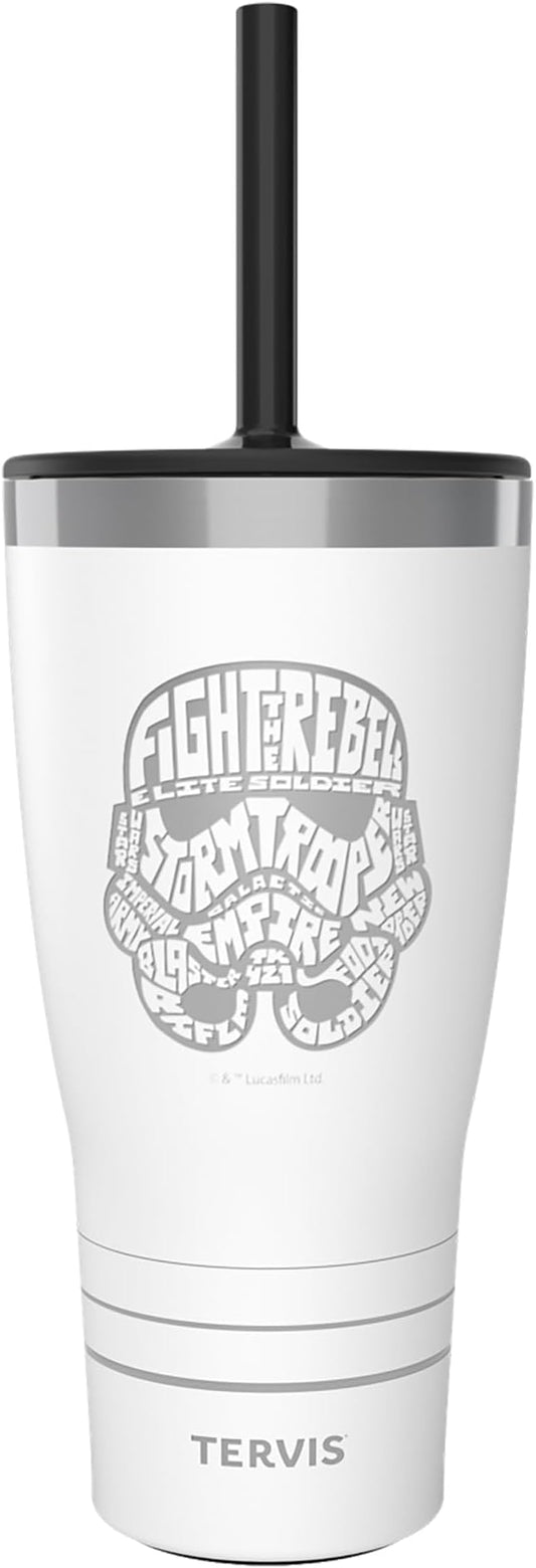 Tervis Traveler Star Wars - Stormtrooper Wordle Triple Walled Insulated Tumbler Travel Cup Keeps Drinks Cold & Hot, 30oz with Straw Lid, Stainless Steel