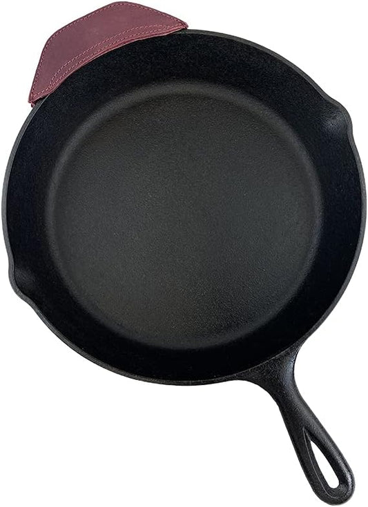 Rustic Leather Hot Handle Holder (Cast Iron Side Kick Potholder) Double Layered, Double Stitched and Handmade by Hide & Drink (Sangria)