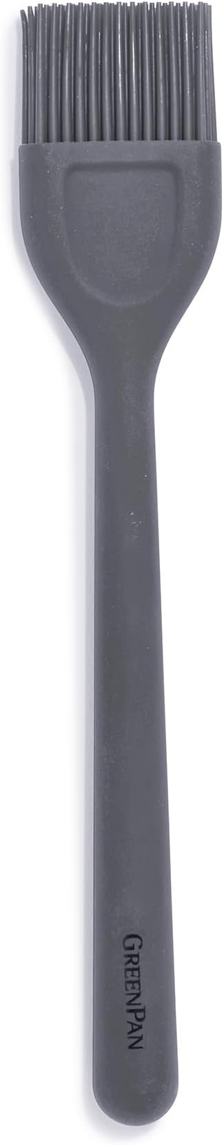 GreenPan Silicone Basting Brush, Cooking Kitchen Utensil, Sauce Marinades BBQ Grill Bake, Flexible Rubber Nonstick Cookware, Steel Core, Heat-Resistant, Anti-Slip Handle BPA-Free Dishwasher Safe, Gray
