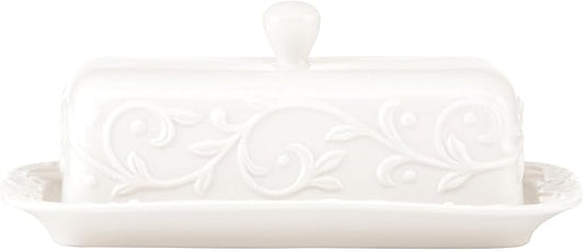 Lenox Opal Innocence Carved Butter Dish, White -