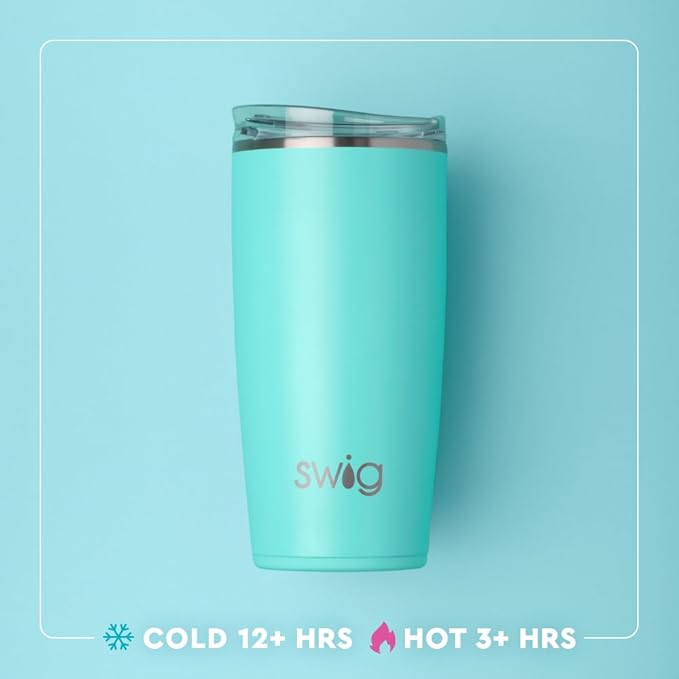 Swig Life 22oz Insulated Tumbler, Travel Coffee Tumbler with Lid, Cup Holder Friendly Travel Coffee Mug, Stainless Steel, 22 oz Tumblers, Reusable Insulated Mug with Lid (Lemon Meringue)