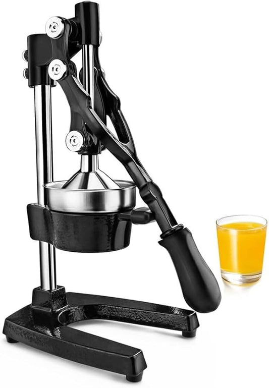 Generic Cast-Iron Orange Juice Squeezer - Heavy-Duty, Easy-to-Clean, Professional Citrus Juicer, Black, h3653