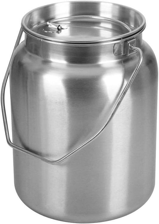 Lindy's Stainless Steel Seamless 2-Gallon Milk Jug, Milk Can, Milk Pail, Anti-Leak Liquid Storage Container with Tight Lid and Long Swivel Handle
