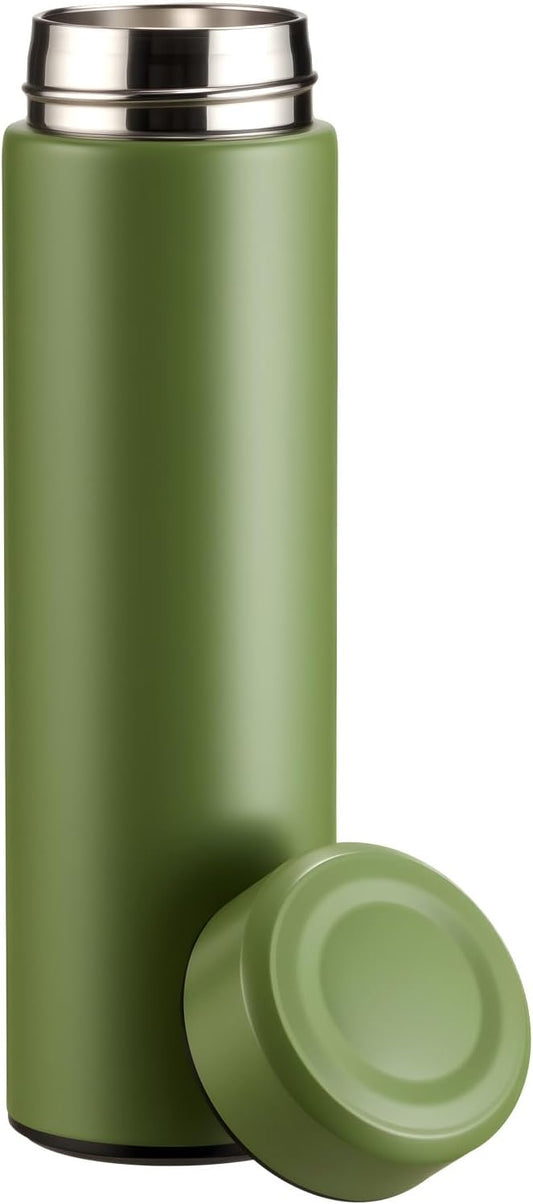 PARACITY Insulated Water Bottle, 15 oz Stainless Steel Water Bottles, Double Wall Vacuum Hot Drinks, Metal Water Bottle Keeps (green)
