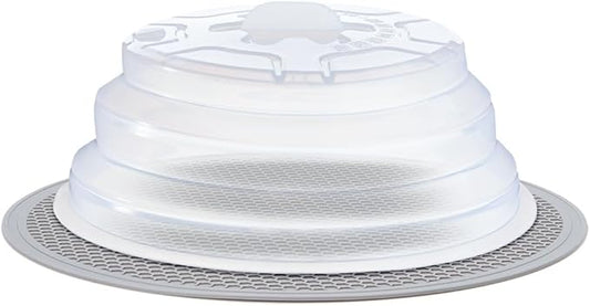 2 in 1 Microwave Cover - Versatile Mat & Splatter Guard - 12 Inch, Collapsible, Silicone Trivet