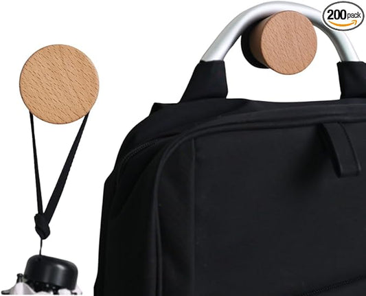 2 PCS Retro Magnetic Hooks, Wrought Iron Wooden Ball Hooks, Creative Punch-Free Storage for Refrigerators, Metal Doors, and Lockers (Beech Wood,L)