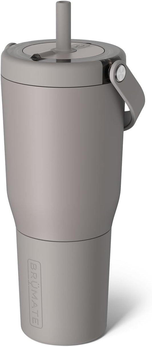 BrüMate Resa 35oz 100% Leakproof Travel Tumbler with Handle & Straw | Flexible SoftSip Straw | Silicone Sleeve for Durability | Stainless Steel | Cup Holder & Travel Friendly Water Bottle | (Mocha)