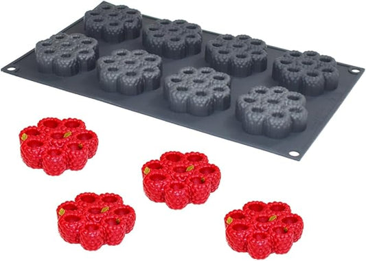 Cake Mold, Silicone Round Raspberry Molds for Mousse Cake, French Dessert, Candy, Soap, Resin Coaster, Non-Stick Baking Pan, Reusable Food Grade Silicone Mould (F_ Raspberry)