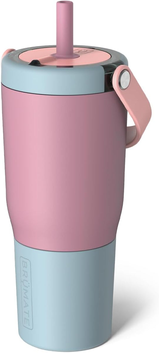 BrüMate Resa 25oz 100% Leakproof Travel Tumbler with Handle & Straw | Flexible SoftSip Straw | Silicone Sleeve for Durability | Stainless Steel | Cup Holder & Travel Friendly Water Bottle | (Eclipse)