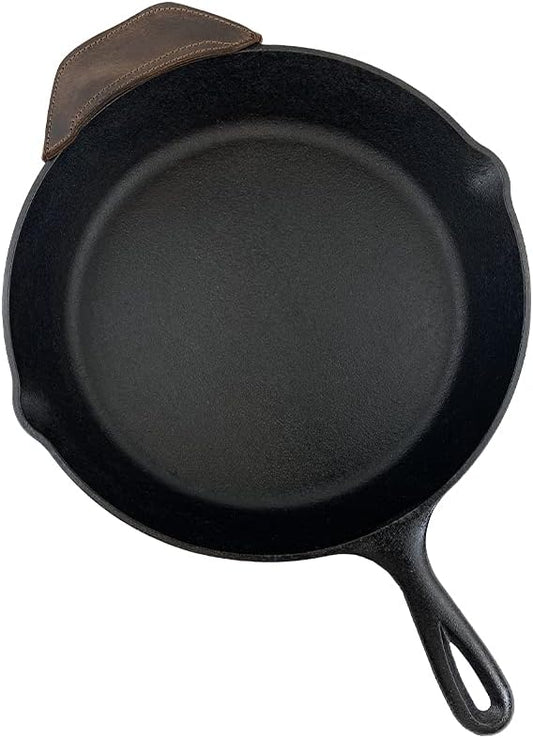 Rustic Leather Hot Handle Holder (Cast Iron Side Kick Potholder) Double Layered, Double Stitched and Handmade by Hide & Drink (Bourbon Brown)