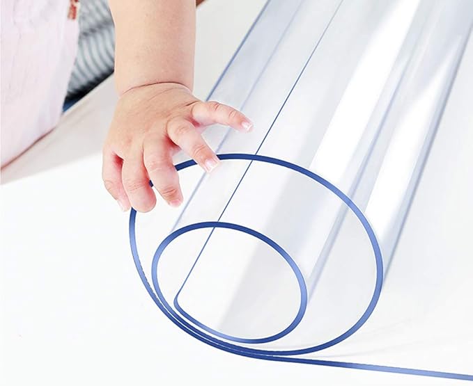 Wadrac Clear Table Protector Plastic Table Cloths PVC Night Stand Table Cover Mat Office Desk Mat Shelf Surface Protection Crystal Children Painting Cover Pad Transprent Rectangular 38x72 inch