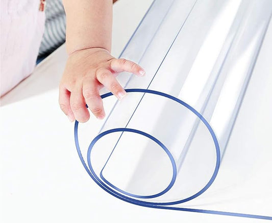 14x55 Clear PVC Table Protector Cover Clear Tablecloth Vinyl Plastic Desk Pad Mat for Wood Kitchen Coffee Writing Table Waterproof Rectangular Table Pads for Dining Room Table 1.5mm Thick Waterproof