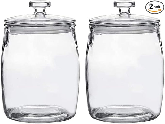 Ritayedet Half Gallon Glass Jars with Lid, Wide Mouth Cookie Jars Set of 2, Apothecary Jar for Candy, Glass Canisters for Kitchen Storage and Laundry Organization