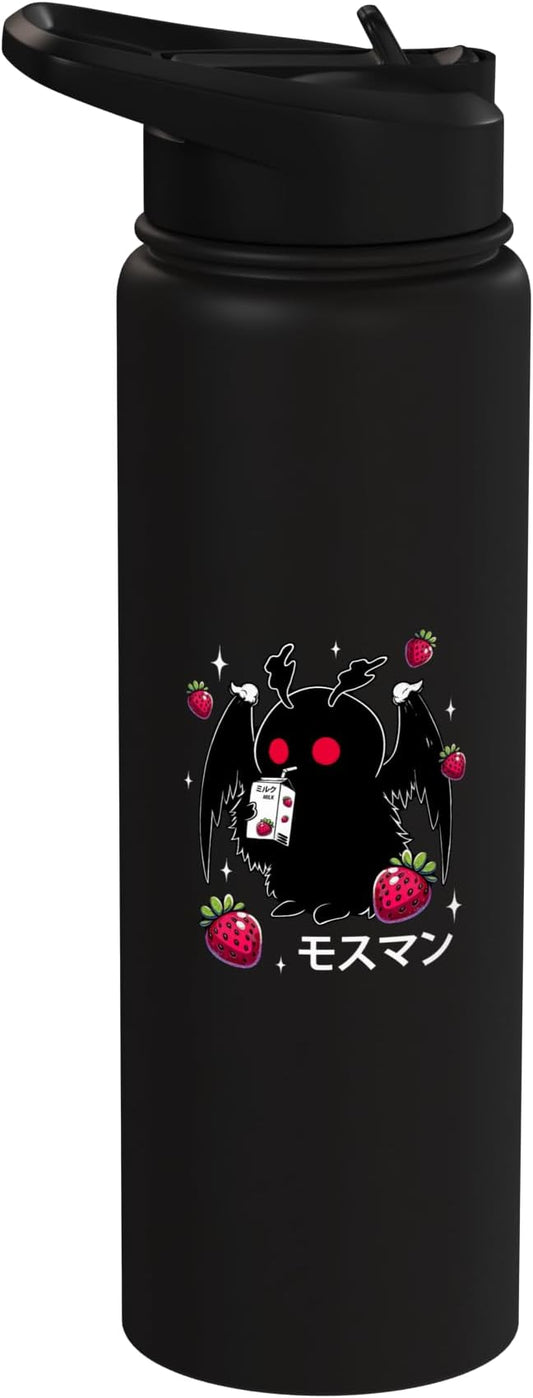 Mothman Kawaii Strawberry Milk Shake Cryptid Stainless Steel Insulated Water Bottle