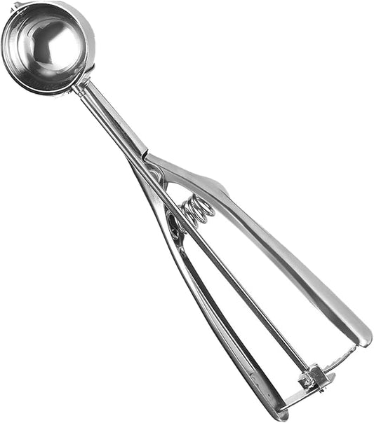 Gold Ice Cream Scoop 304 Stainless Steel Cookie Scoops for Baking Melon Baller with Trigger 3 Sizes (Silver, S)