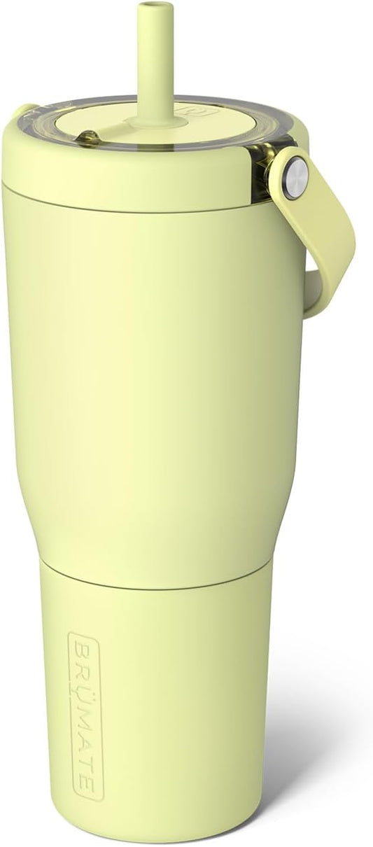 BrüMate Resa 35oz 100% Leakproof Travel Tumbler w/Handle & Straw | Flexible SoftSip Straw | Silicone Sleeve for Durability | Stainless Steel | Cup Holder & Travel Friendly Water Bottle (Prickly Pear)