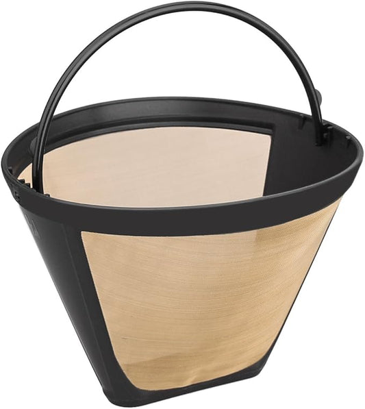 NRP Classic #4 Gold-tone Coffee Filter Universal for Cuisinart Coffeemaker 8-12 cup Cone shape with oval rim Permanent Filter