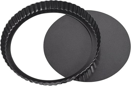 CALIDAKA Tart Pan Non-Stick Carbon Steel Quiche Pan Removable Bottom Pie Pans for baking Quiche Baking Dish(SIZE:8inch)