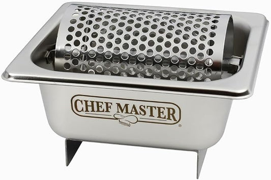 Stainless Steel Butter Roller Dispenser – Stick Butter Spreader for Buns & Bread - Holds 3 Sticks (36 oz) - Dishwasher Safe Wheel for Griddle & Flat Tops by Chef Master - 90244