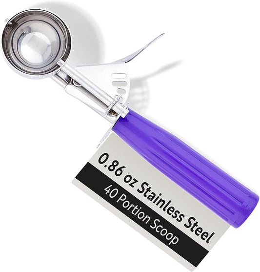 Restaurantware 0.86 Ounce Portion Scoop, 1 Trigger Release Stainless Steel Cookie Scoop - With Orchid Handle, Stainless Steel Disher, For Portion Control, Cookie Dough, Cupcake Batter, Or Ice Cream